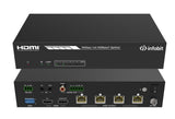 iSwitch 104H150 4K60 1x4 HDMI splitter, išmanus EDID, su audio ir 4x 150m HDBaseT Rx