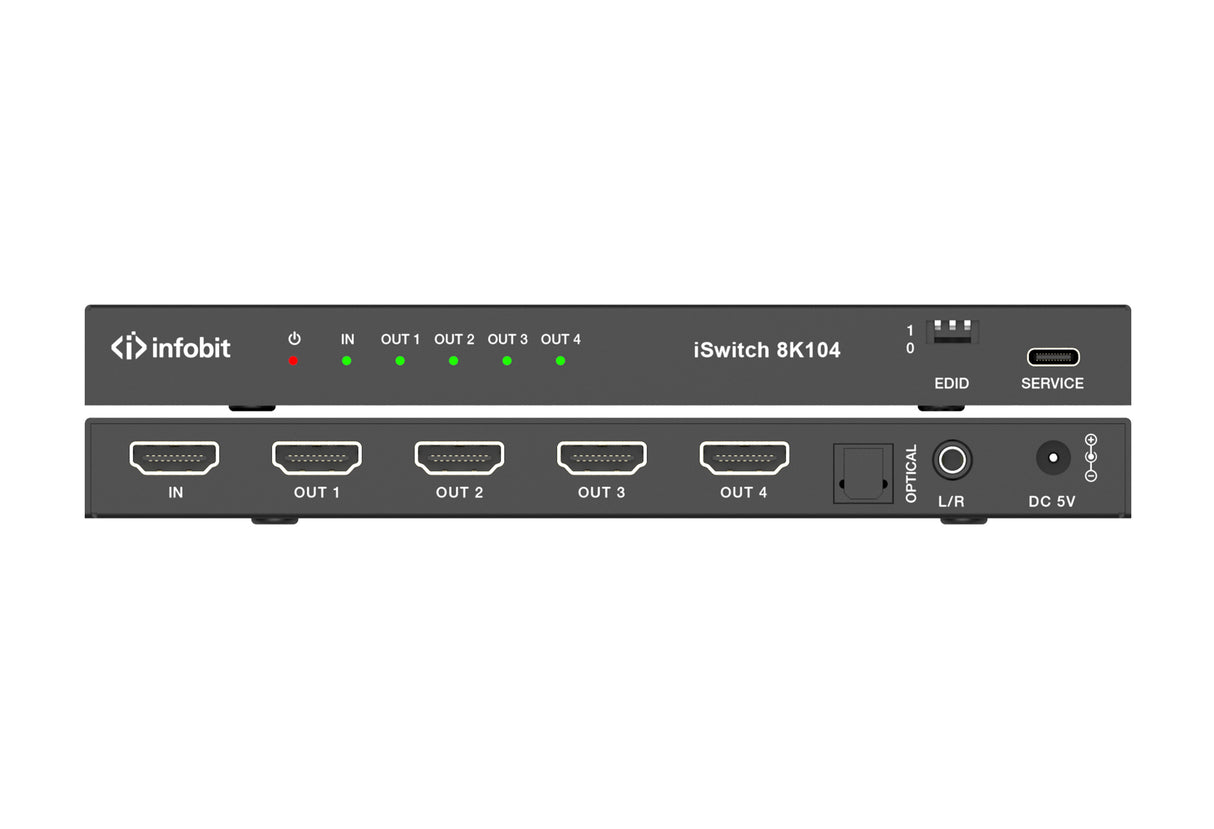 iSwitch 8K104 8K 1x4 HDMI komutatorius su garso ištraukimu