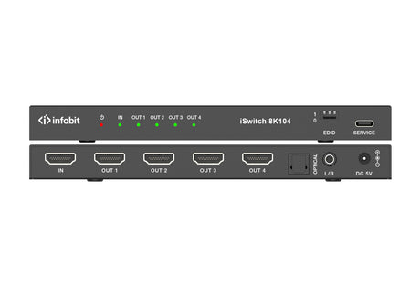 iSwitch 8K104 8K 1x4 HDMI komutatorius su garso ištraukimu