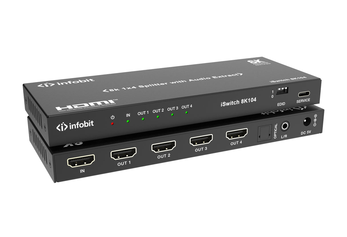 iSwitch 8K104 8K 1x4 HDMI komutatorius su garso ištraukimu