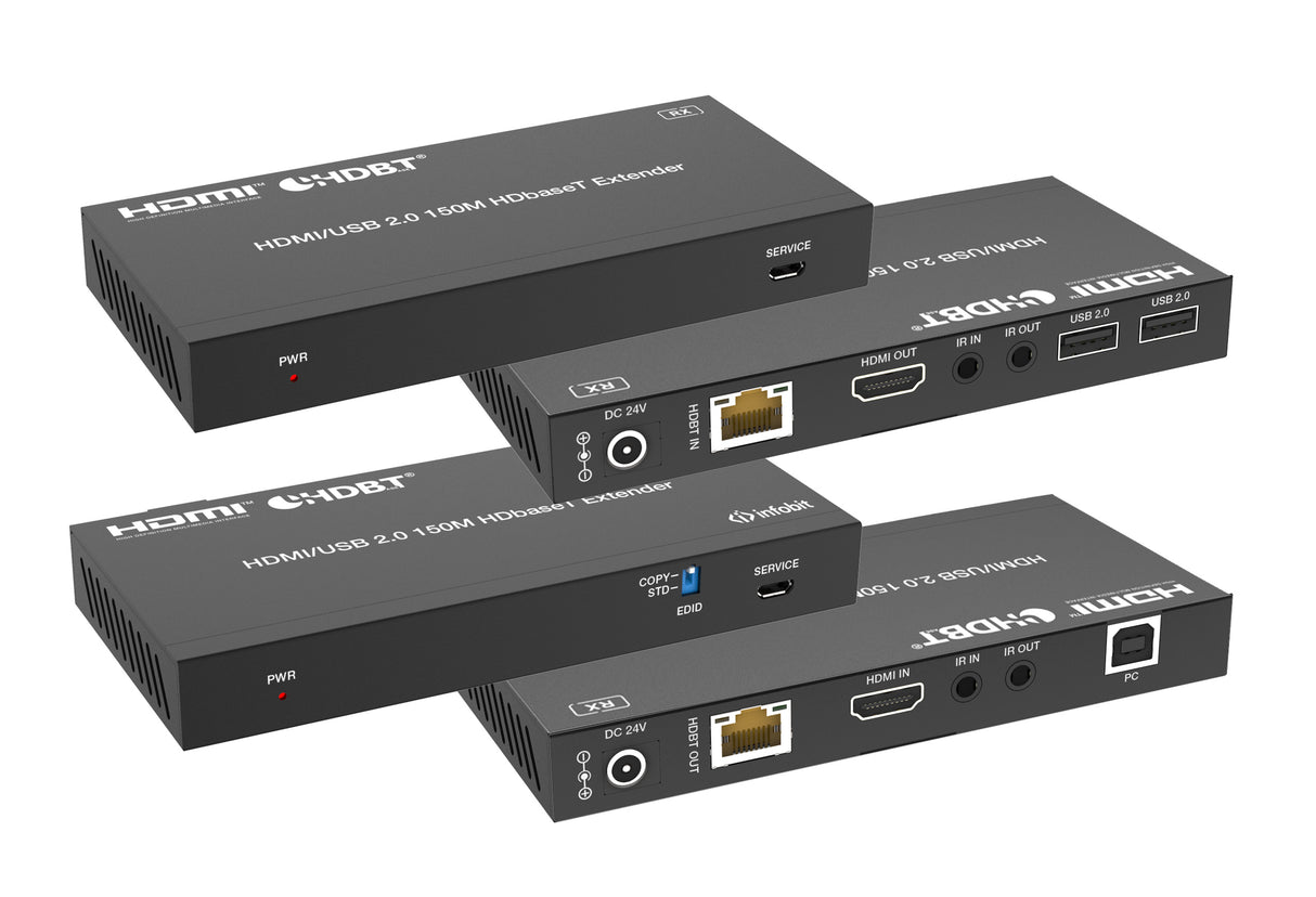 iTrans E150U2 HDMI 4K60 over HDBaseT ilgintuvai (Tx ir Rx), 150m 1080p, 120m 4K/60Hz, USB 2.0