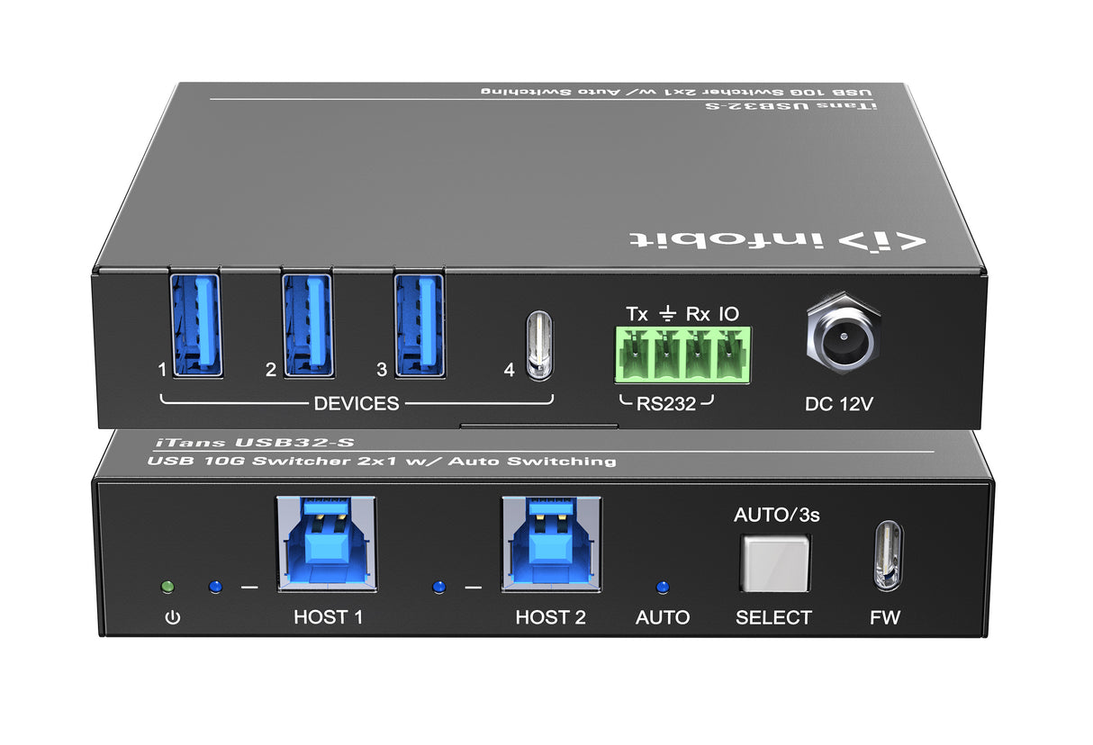 iTrans USB32-S USB komutatorius, 2x1 USB 3.2, 10Gbps su automatinio perjungimo funkcija