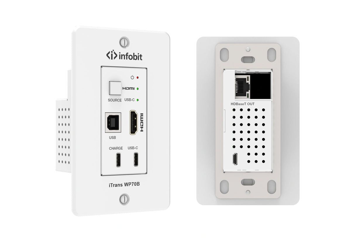 iTrans WP70B 4K60 HDBaseT sieninis ilgintuvas su USB B/ USB C/ HDMI, 70m, balta