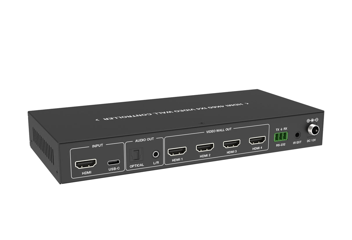 iWall 104C 4K60 HDMI vaizdo sienos komutatorius, 1x HDMI ir 1x USB C IN, 4x HDMI OUT