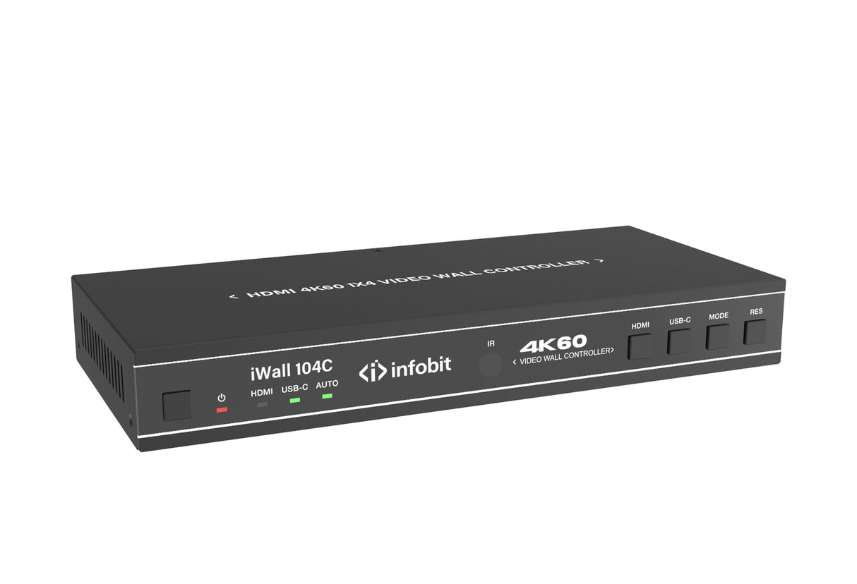 iWall 104C 4K60 HDMI vaizdo sienos komutatorius, 1x HDMI ir 1x USB C IN, 4x HDMI OUT