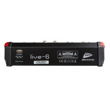 JB System LIVE-6, 4-ių kanalų mikšerinis pultas su Bluetooth ir DSP efektais