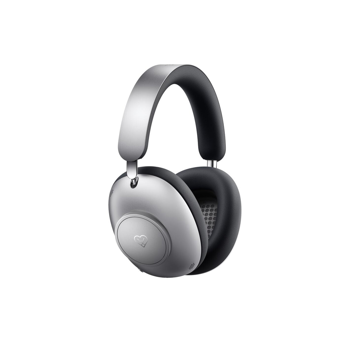 Loewe Leo, belaidės Over-Ear tipo ausinės su ANC - Sidabrinės ausinės, šoninis vaizdas, logotipas