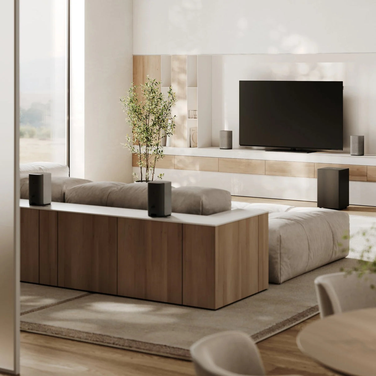 Loewe We. BOOST, belaidė 4.1.2 Dolby Atmos namų kino sistema
