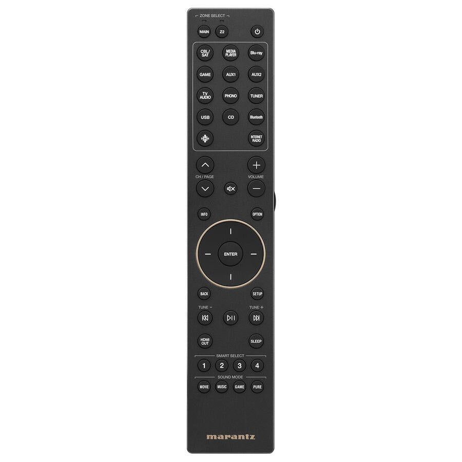 Marantz CINEMA 50 S2 (SERIES 2), 9.4 kanalų namų kino stiprintuvas - Juodas pultelis su auksiniais mygtukais