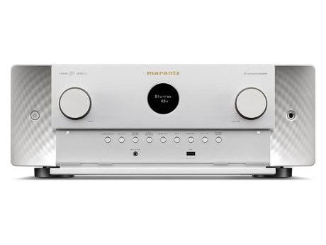 Marantz CINEMA 50 S2 (SERIES 2), 9.4 kanalų namų kino stiprintuvas - Sidabrinis stiprintuvas, apvalus ekranas, mygtukai
