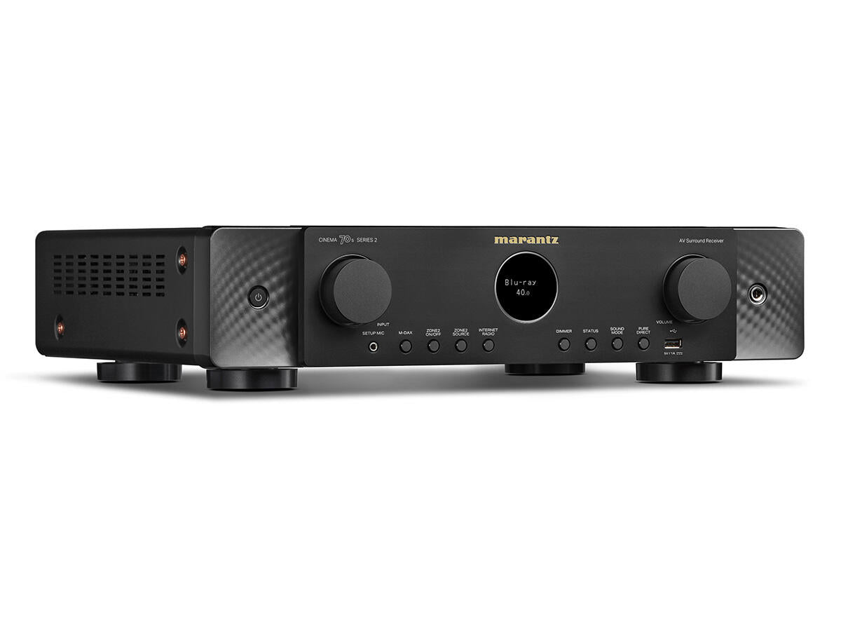 Marantz CINEMA 70s S2 (SERIES 2), 7.2 kanalų namų kino stiprintuvas - Apšvietimo ekranas, mygtukai, jungtys, logotipas