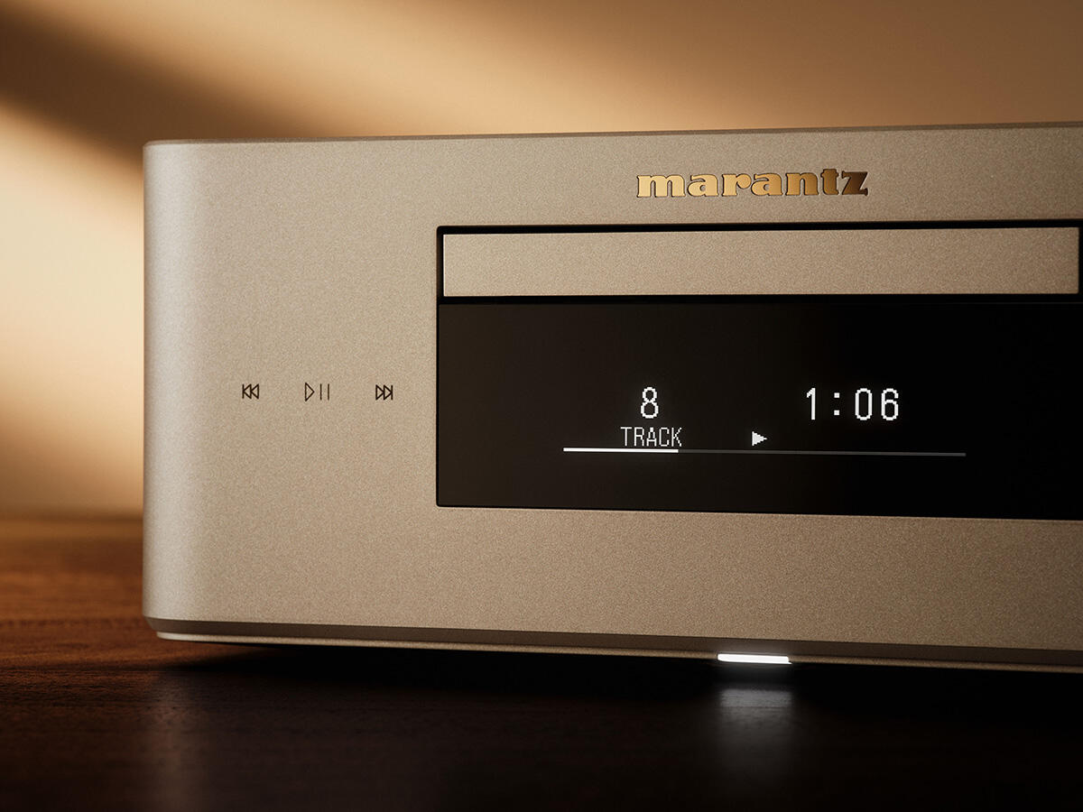 Marantz MCR 60n DAB, tinklo grotuvas su CD grotuvu ir stiprintuvu - Auksinis logotipas, valdymo mygtukai, ekranas