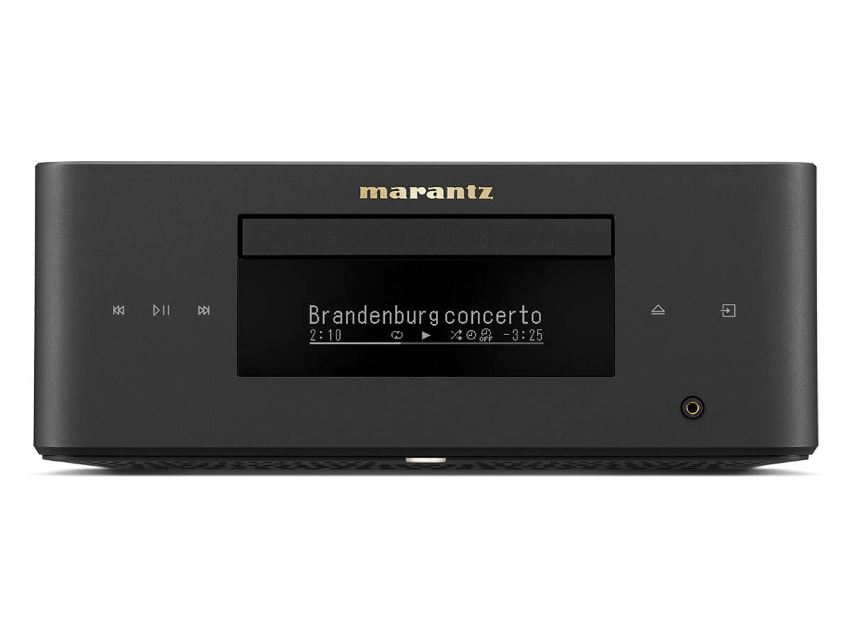 Marantz MCR 60n DAB, tinklo grotuvas su CD grotuvu ir stiprintuvu - Juodas priekinis skydelis su ekranu ir mygtukais