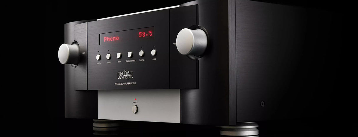 Mark Levinson No 585.5, integruotas stiprintuvas - priekinė panelė su mygtukais ir ekranažiu
