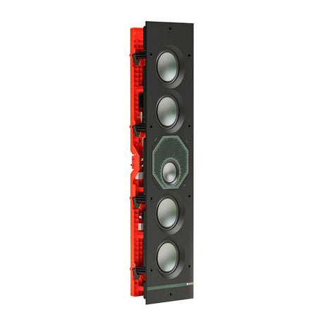 Monitor Audio Creator W3L, į sieną montuojama garso kolonėlė - Kolonėlės vidinė raudona dalis, jungtys gale