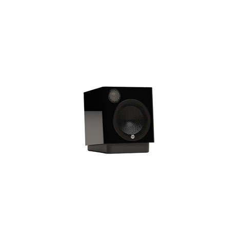 Monitor Audio Radius Desk Pad 4G, staliniai kolonėlių stovai - Juodas garsiakalbis nuožulniu šonu ant stovo