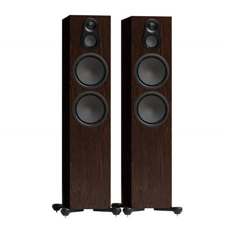 Monitor Audio Silver 500 8G, grindinės garso kolonėlės - Kolonėlių kojelės su smaigaliais, tamsaus medžio apdaila