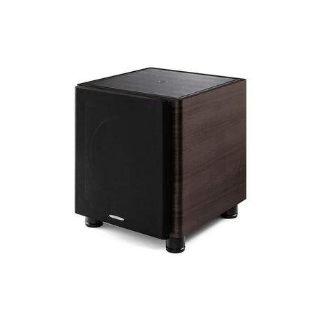 Sonus Faber Gravis II, aktyvi žemų dažnių garso kolonėlė - Tamsaus medžio korpusas, apatiniai kampai, logotipas priekyje