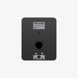 Wharfedale DENTON 1S, lentyninės garso kolonėlės - Galinė pusė, jungtys, ventiliacijos anga, logotipas