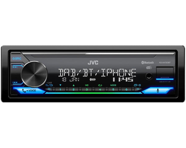 JVC KD-X472DBT, USB MP3 magnetola su AUX įėjimu- priekis