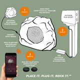 Lithe Audio All-In-One Bluetooth Outdoor Garden Rock, sodui skirtas beladis garsiakalbis- akmens imitacija- schema
