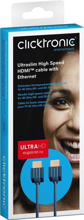 Clicktronic Ultraslim High Speed HDMI™, HDMI kabelis su Ethernet sąsaja. 0.5m