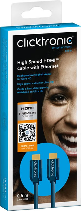 Clicktronic High Speed HDMI™, (0.5 m.) HDMI kabelis su Ethernet palaikymu