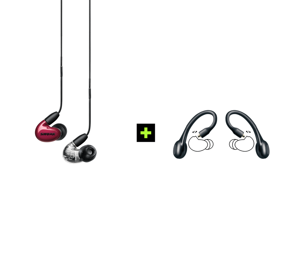 Shure AONIC 5 TRUE WIRELESS EARPHONE BUNDLE, Ausinių ir belaidžių ausinių adapterio rinkinys (įvairių spalvų) - raudona