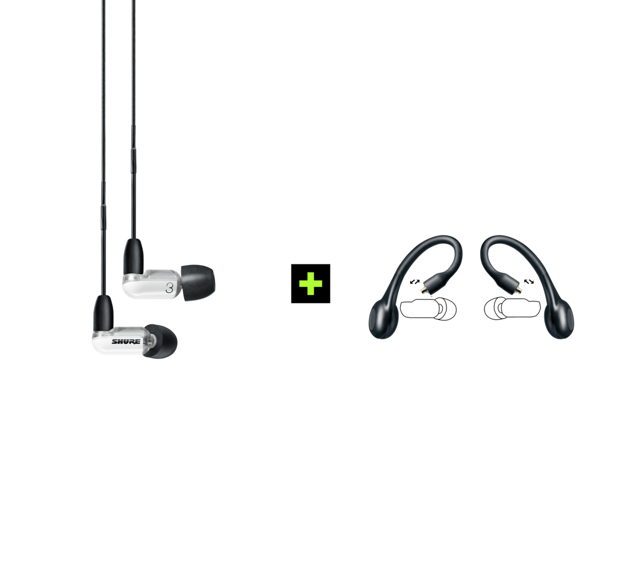 Shure AONIC 3 TRUE WIRELESS EARPHONE BUNDLE,  Ausinių ir belaidžių ausinių adapterio rinkinys (įvairių spalvų) - balta