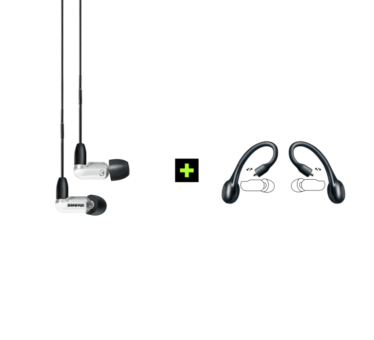 Shure AONIC 3 TRUE WIRELESS, belaidžių In-Ear tipo ausinių rinkinys su išorinių garsų slopinimo funkcija- komplektas
