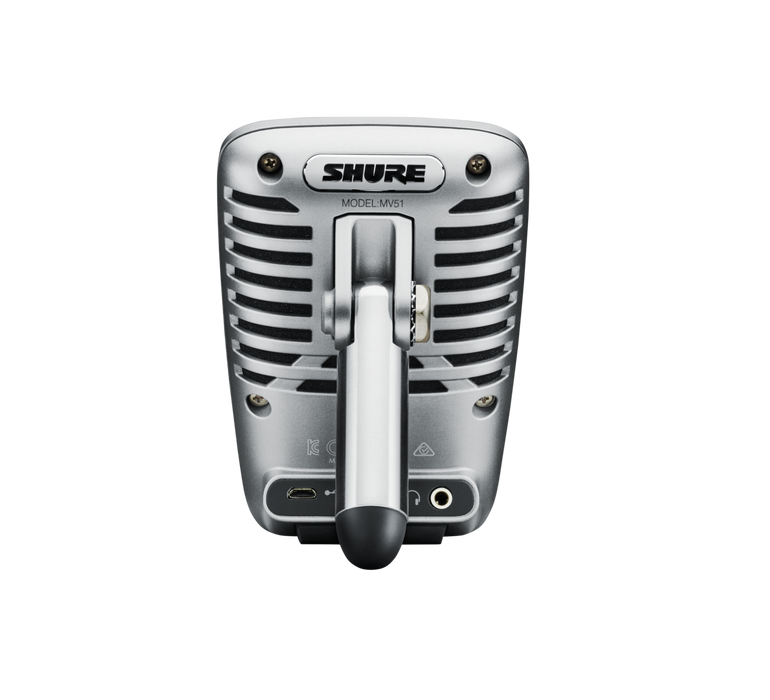 Shure MV51, skaitmeninis didelės diafragmos mikrofonas - galas