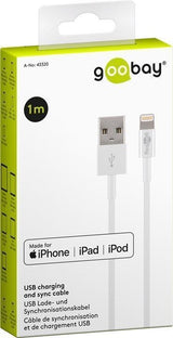 Goobay USB Lightning Apple iPhone/iPad įkrovimo ir duomenų perdavimo kabelis 1.0m Laidai Goobay AUTOGARSAS.LT