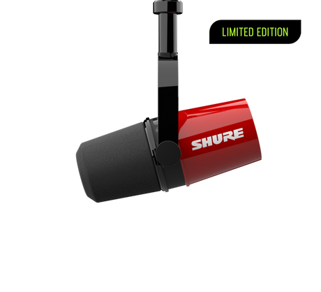 Shure MV7, mikrofonas (įvairių spalvų)- raudona
