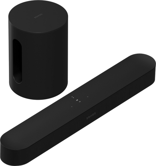 Sonos Beam (Gen2) soundbar'o ir Sonos SUB Mini, žemų dažnių garso kolonėlės komplektas (įvairių spalvų)- juoda