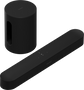 Sonos Beam (Gen2) soundbar'o ir Sonos SUB Mini, žemų dažnių garso kolonėlės komplektas (įvairių spalvų)- juoda