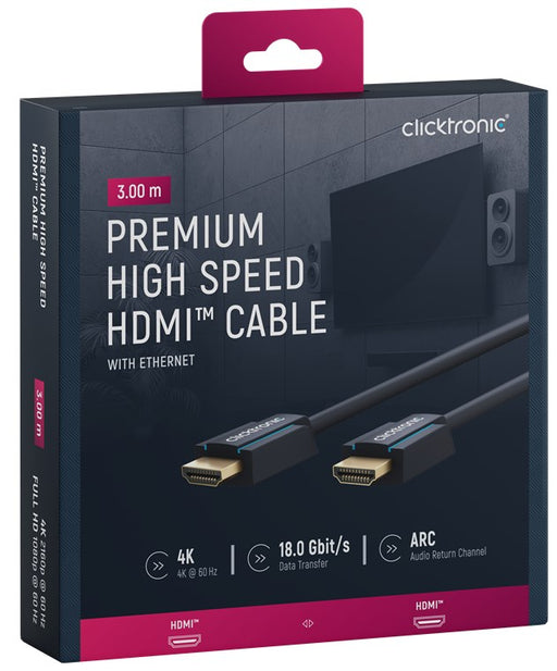 Clicktronic High Speed HDMI™, (3 m.) HDMI kabelis su Ethernet palaikymu