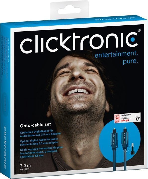 Clicktronic optinio kabelio komplektas - optinis skaitmeninis kabelis + 3.5mm adapteris 3.0m Laidai Clicktronic AUTOGARSAS.LT