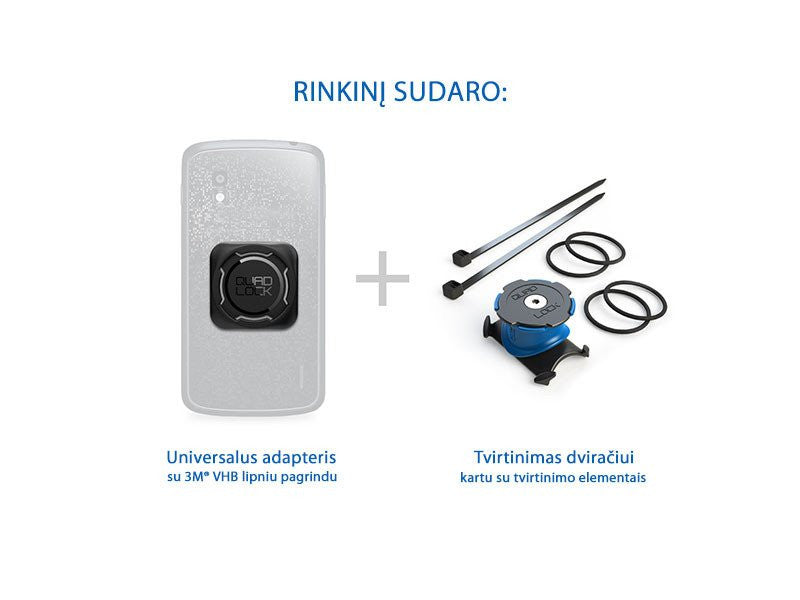 Rinkinys dviračiui Quad Lock Bike Kit - Universalus (tinka visiems telefonams) Laikikliai ir dėklai Quad Lock AUTOGARSAS.LT