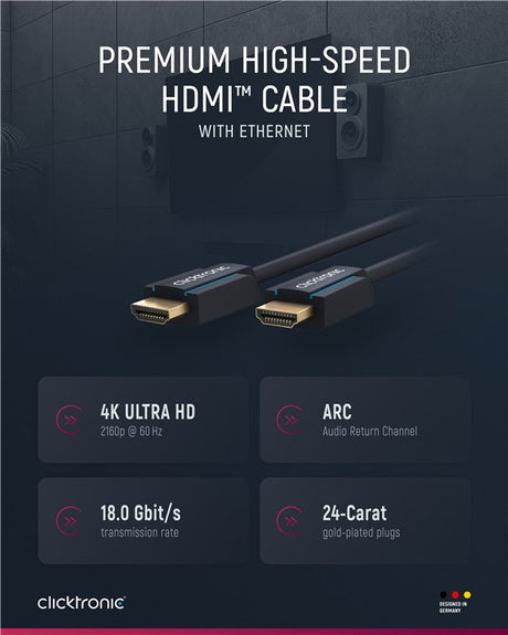 Clicktronic High Speed HDMI™, (3 m.) HDMI kabelis su Ethernet palaikymu