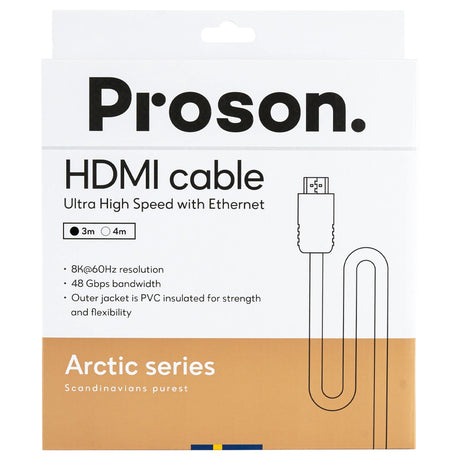 Proson Arctic HDMI 8K / 4K, (3 m.) signalinis HDMI kabelis- pakuotė