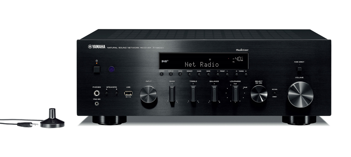 Tinklinis stereo resyveris Yamaha R-N803D 2.1, su media grotuvu Stereo Yamaha AUTOGARSAS.LT