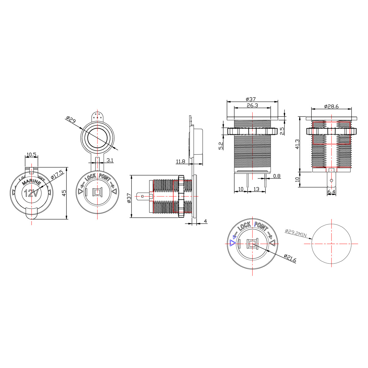 AMPIRE ZB600, maitinimo lizdas (12V.) - schema