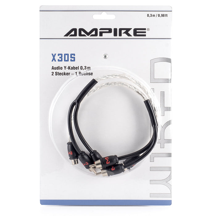 Ampire X30S, (30 cm) signalinis audio Y RCA kabelis- pakuotė