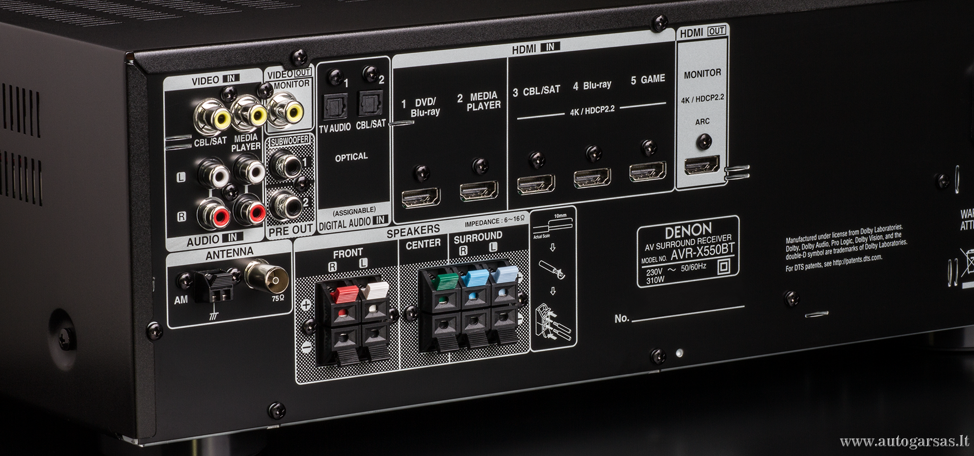 AV resyveris Denon  AVR-X550BT 5.2 kanalo namų kino stiprintuvas 5x130W su Bluetooth Namu kinas Denon AUTOGARSAS.LT