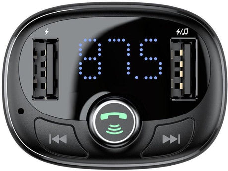 Automobilinis įkroviklis FM siųstuvas „Aux“ moduliatorius „Bluetooth“ laisvų rankų įranga Baseus S09 T-Type Dual USB