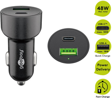 Goobay Dual-USB Auto Fast Charger USB-C™ PD, automobilinis įkroviklis