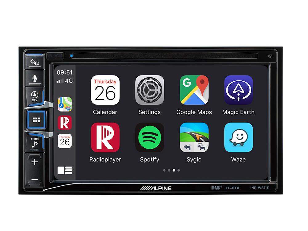 Multimedija automobiliui Alpine INE-W611D, 2-DIN, USB, BLUETOOTH, Apple CarPlay, Android Auto, DAB+ Multimedija Alpine AUTOGARSAS.LT