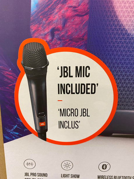 JBL PartyBox 310, nešiojama garso kolonėlė - valdymas + JBL mikrofonas