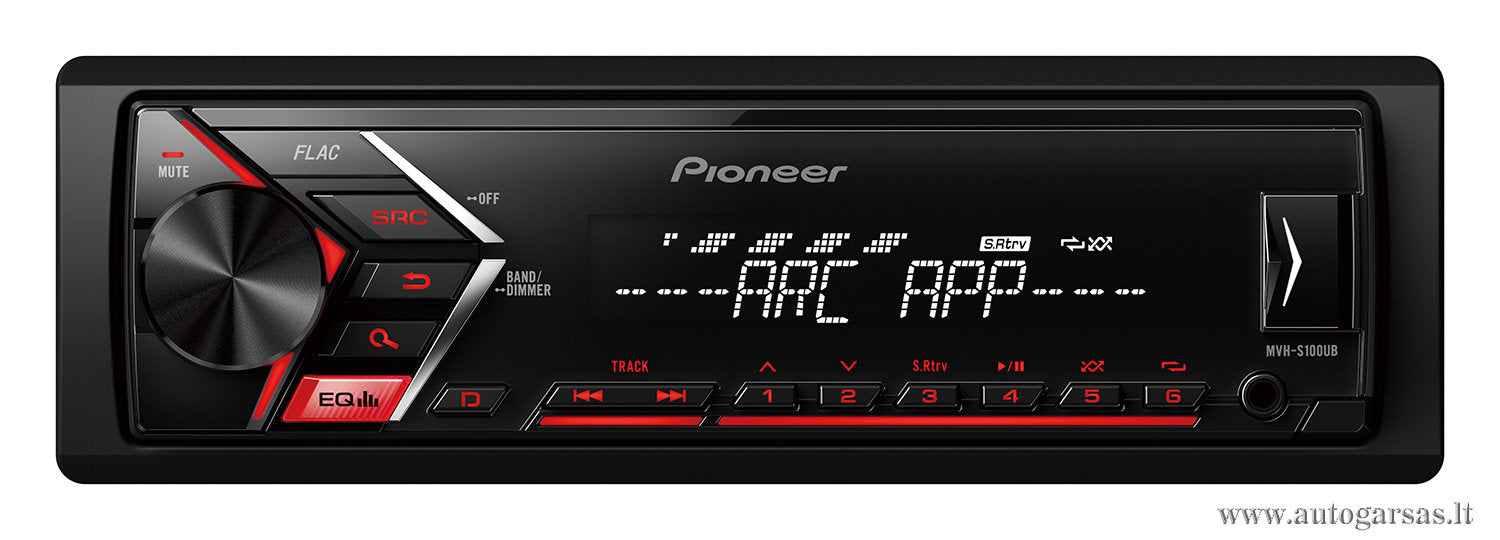 Magnetola automobiliui Pioneer MVH-S100UB 4 x 50W, AUX, USB, RDS, Android Magnetolos Pioneer AUTOGARSAS.LT
