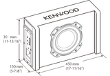 Kenwood PA-W801B, žemų dažnių garsiakalbis automobiliui - matmenys